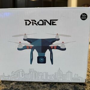 Blue and Black Drone with Camera